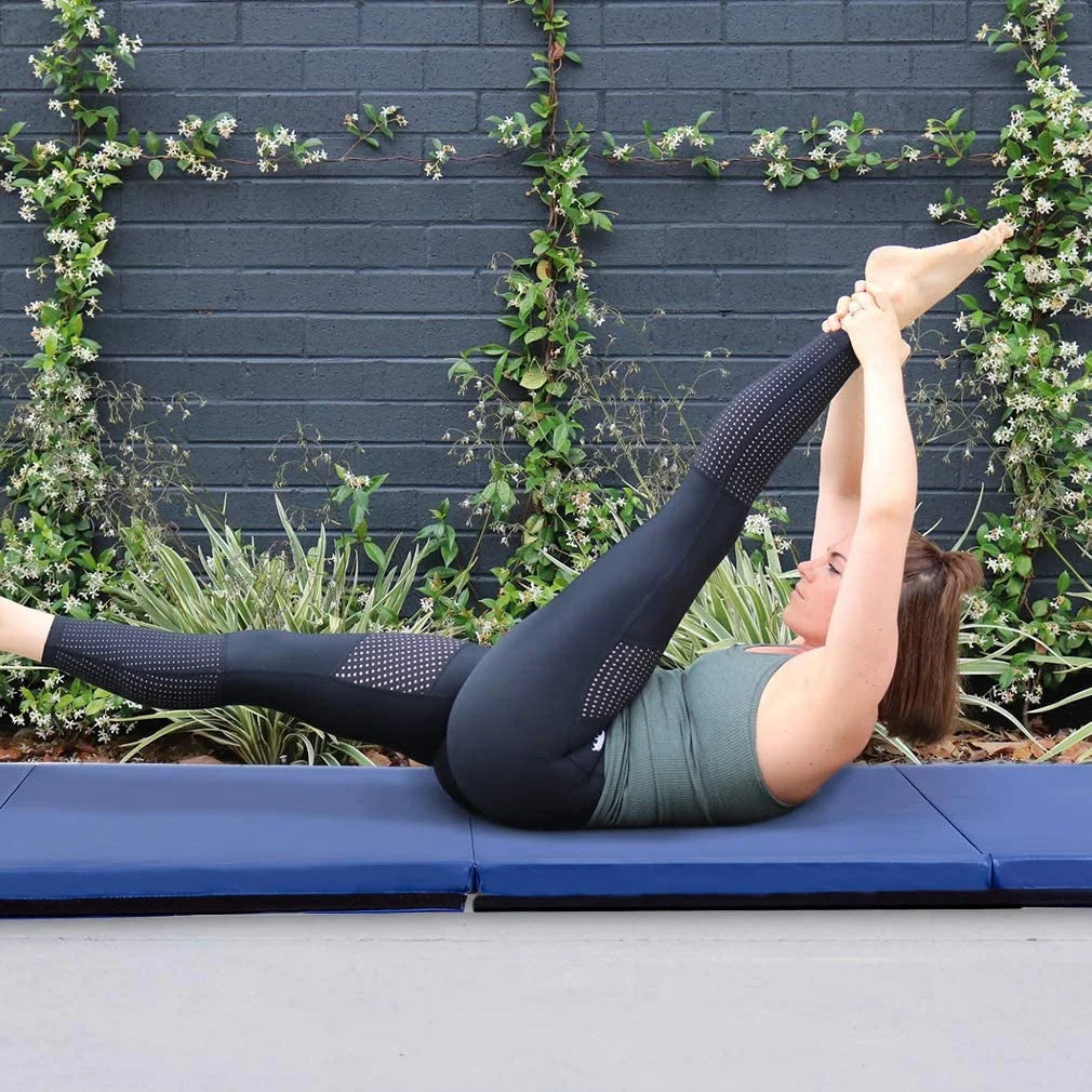 4'X8'X2" New Folding Panel Gymnastics Mat, Perfect for Indoor/Outdoor Exercise(Black)