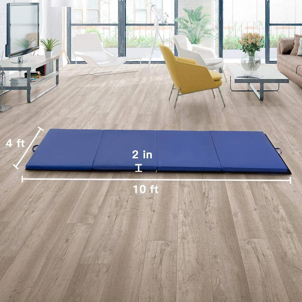 4'X8'X2" New Folding Panel Gymnastics Mat, Perfect for Indoor/Outdoor Exercise(Black)