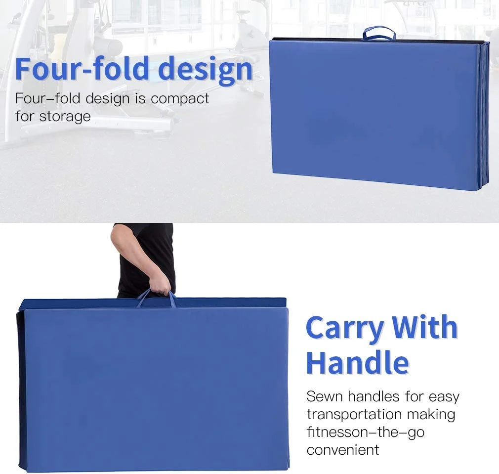 4'X8'X2" New Folding Panel Gymnastics Mat, Perfect for Indoor/Outdoor Exercise(Black)