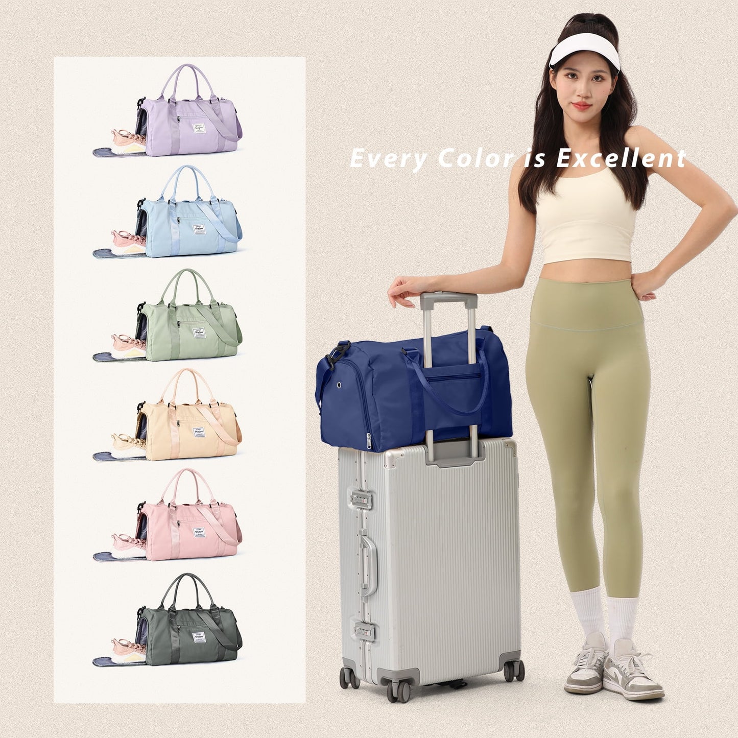 Gym Bag for Women Men with Wet Pocket, Travel Duffle Bag Sport Gym Tote Bag with Shoe Compartment, Carry on Overnight Bag Hospital Bag Black