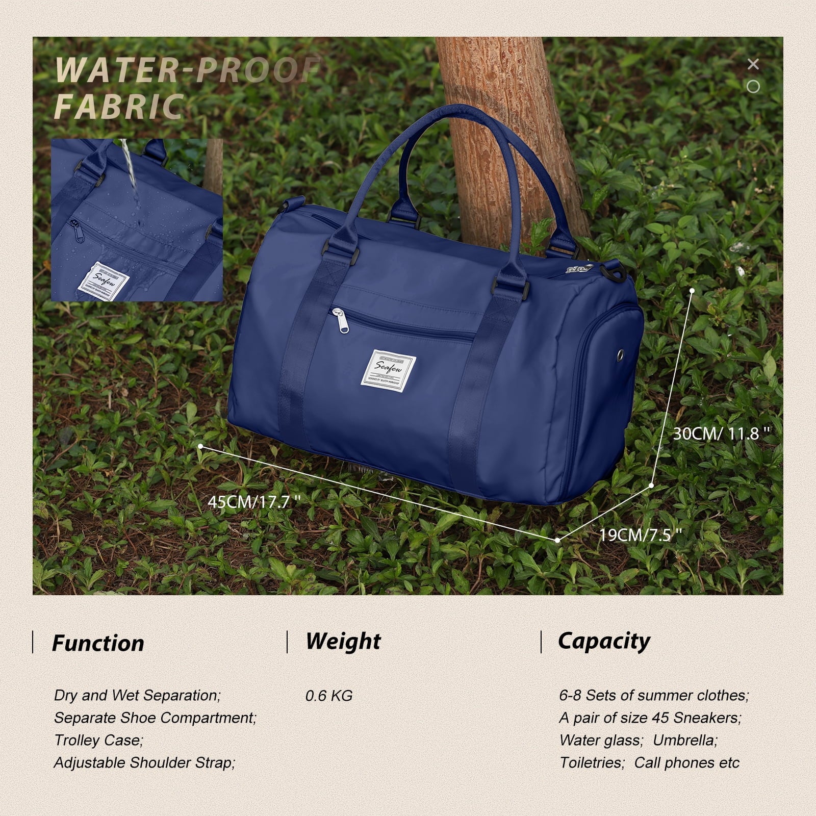 Gym Bag for Women Men with Wet Pocket, Travel Duffle Bag Sport Gym Tote Bag with Shoe Compartment, Carry on Overnight Bag Hospital Bag Black